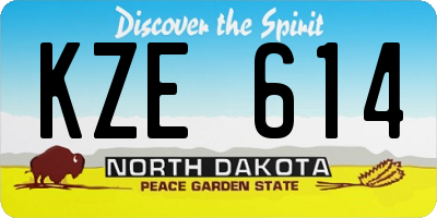 ND license plate KZE614