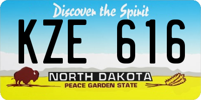 ND license plate KZE616