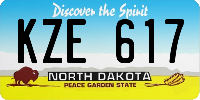 ND license plate KZE617