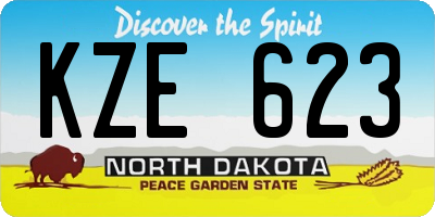 ND license plate KZE623