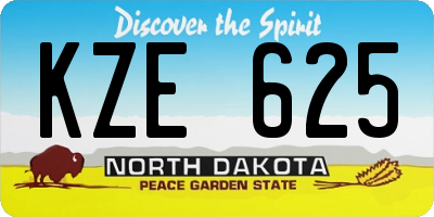 ND license plate KZE625