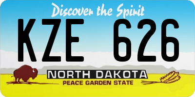 ND license plate KZE626