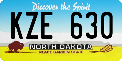ND license plate KZE630