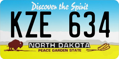 ND license plate KZE634