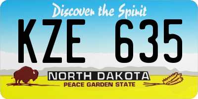 ND license plate KZE635