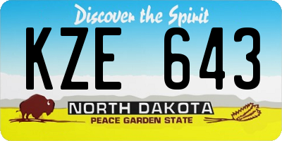 ND license plate KZE643