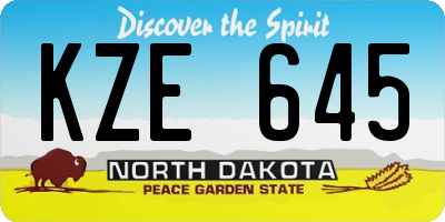 ND license plate KZE645