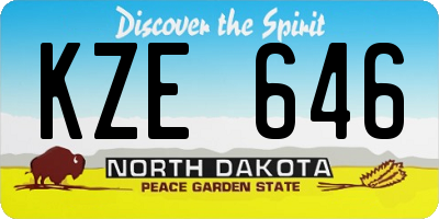 ND license plate KZE646