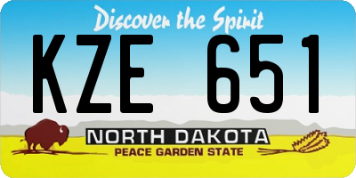 ND license plate KZE651