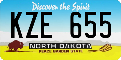 ND license plate KZE655