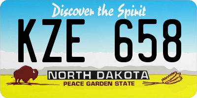 ND license plate KZE658