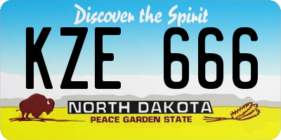 ND license plate KZE666