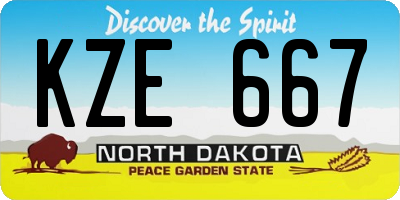 ND license plate KZE667