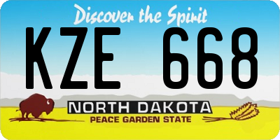 ND license plate KZE668
