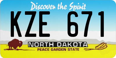 ND license plate KZE671