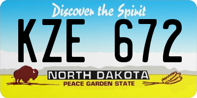 ND license plate KZE672