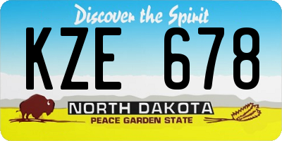 ND license plate KZE678