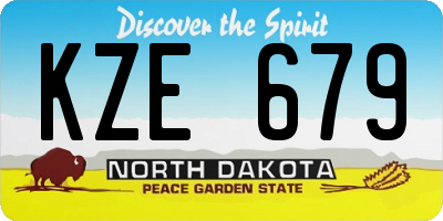 ND license plate KZE679