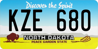 ND license plate KZE680