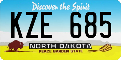 ND license plate KZE685