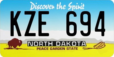 ND license plate KZE694