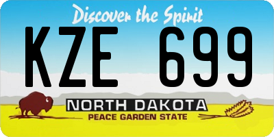 ND license plate KZE699