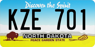 ND license plate KZE701
