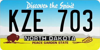 ND license plate KZE703