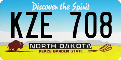 ND license plate KZE708