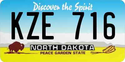 ND license plate KZE716