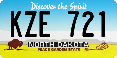 ND license plate KZE721