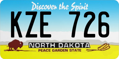 ND license plate KZE726