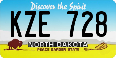 ND license plate KZE728