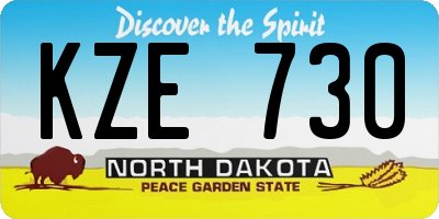 ND license plate KZE730