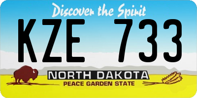 ND license plate KZE733