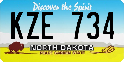 ND license plate KZE734