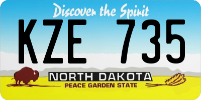 ND license plate KZE735