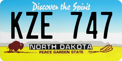 ND license plate KZE747