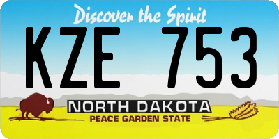 ND license plate KZE753