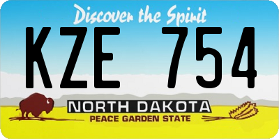ND license plate KZE754