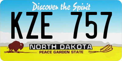 ND license plate KZE757