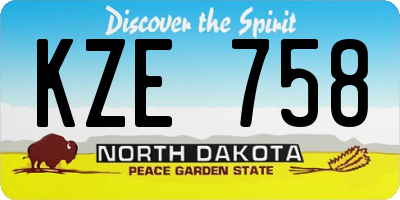 ND license plate KZE758