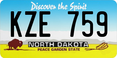 ND license plate KZE759