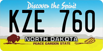 ND license plate KZE760