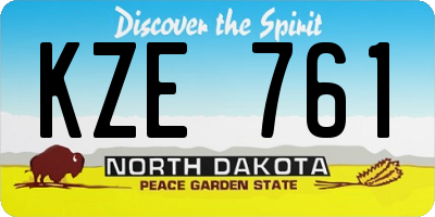 ND license plate KZE761