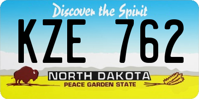ND license plate KZE762