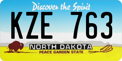 ND license plate KZE763