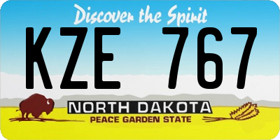 ND license plate KZE767