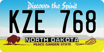 ND license plate KZE768