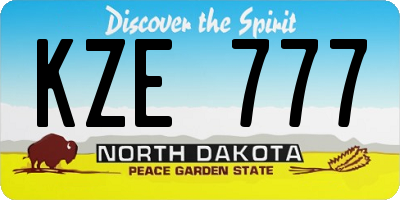 ND license plate KZE777